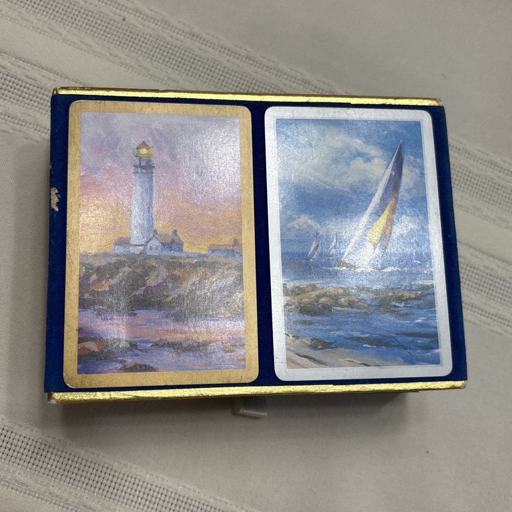 Vintage Congress Playing Cards Set 2 Decks Nautical Lighthouse Sailboat Spain